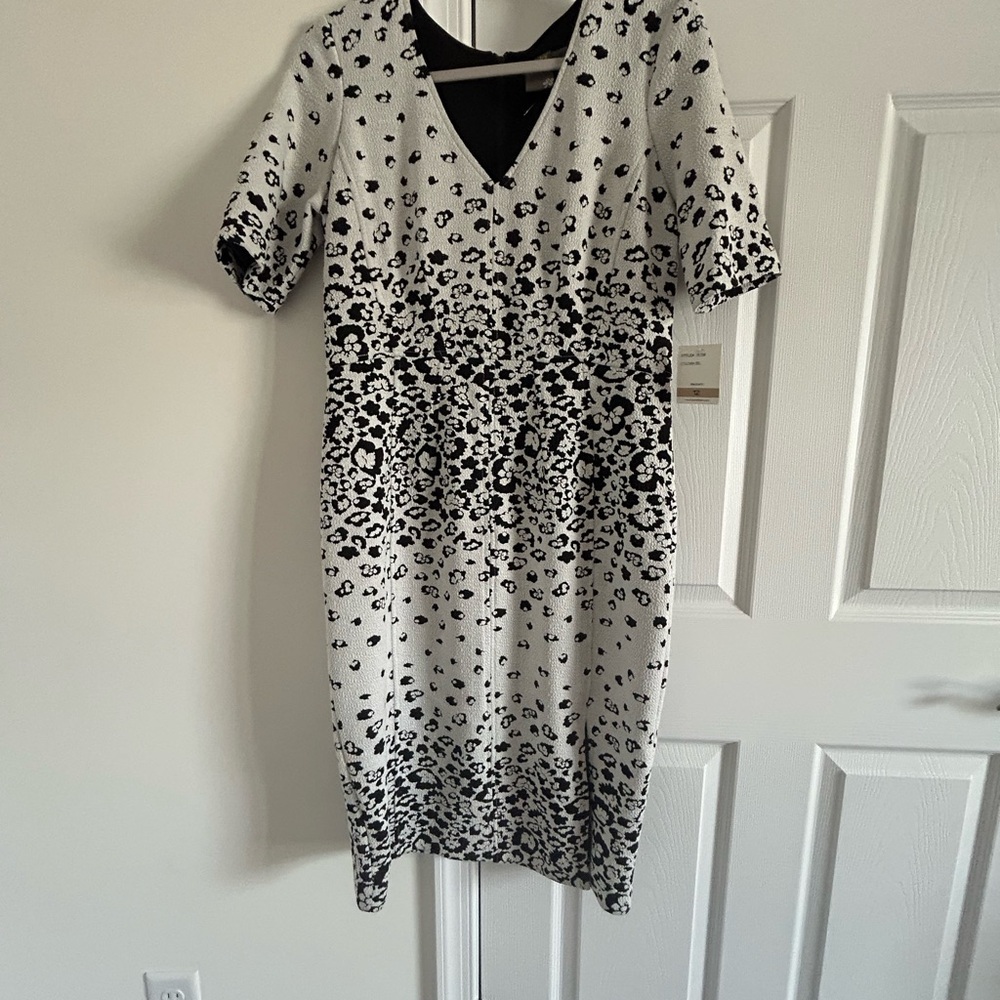 Taylor Dresses Black and White Animal Print Midi Dress